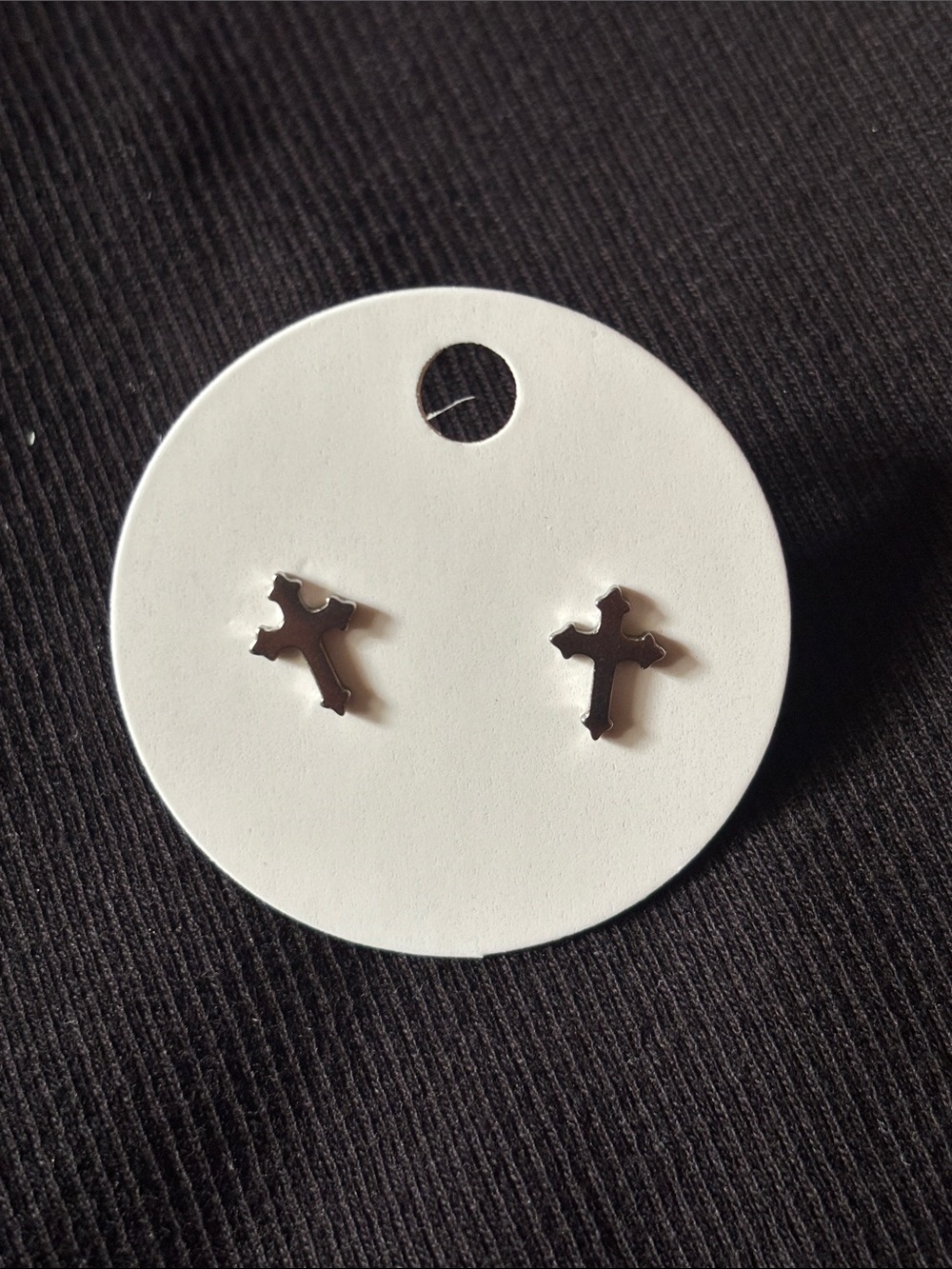titanium gothic style cross stud earrings